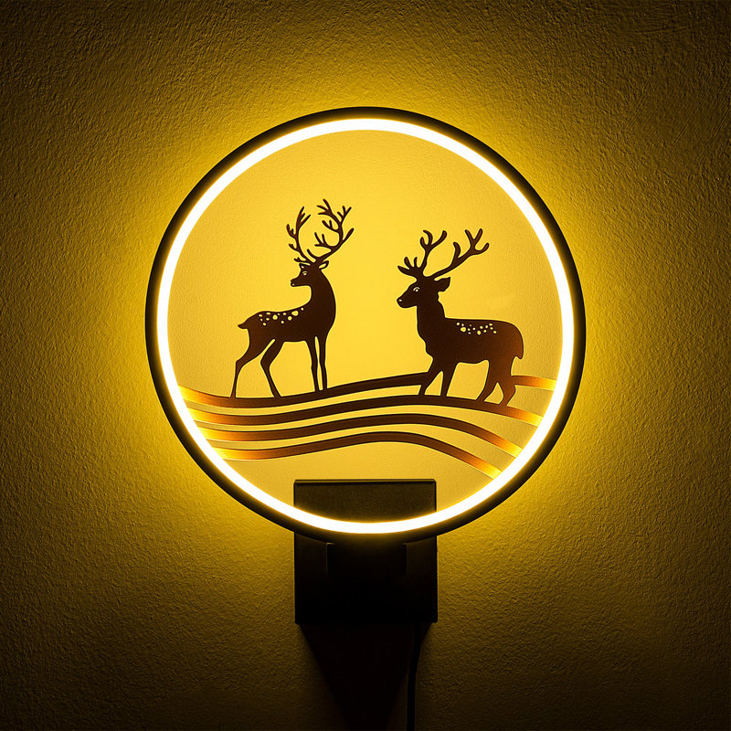 Stylish Wall Lamp, Black & Copper, 11.8 x 14.2 x 3.9 inches | 100% Metal Construction, Max 12W | On/Off Switch, 6.6 ft Cable | IP44 Rated, Perfect for Glam & Wildlife Décor, Ideal for Holiday & Home Use
