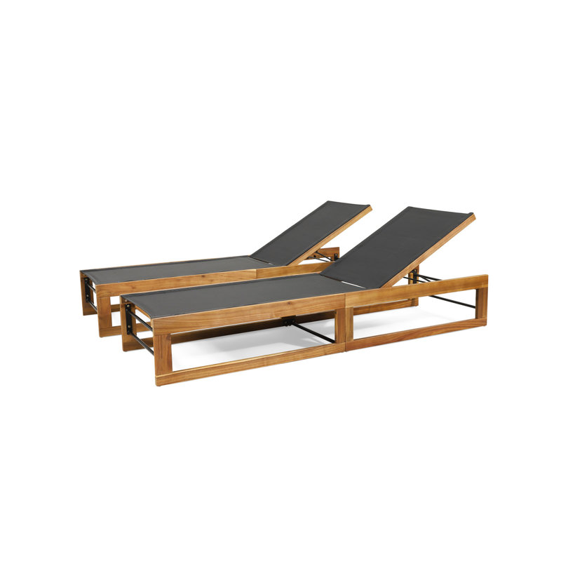 Chaise longue robuste 86,9 lb avec assise en bois et en métal et structure flexible