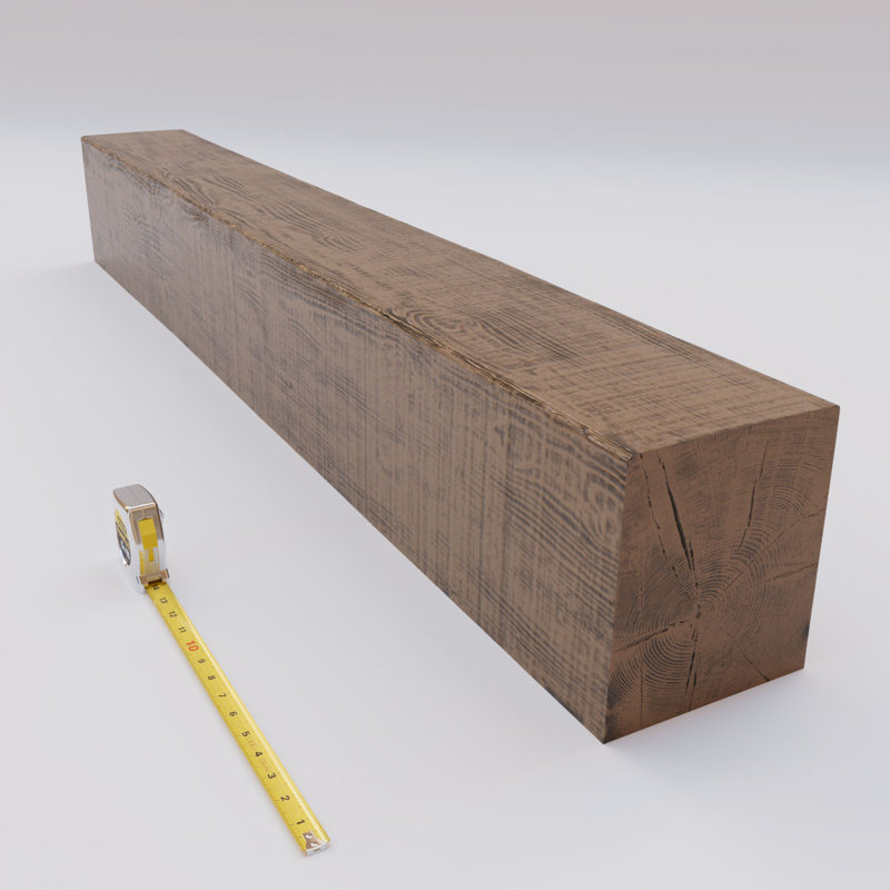 Rustic Sawn Heritage Timber Faux Wood Fireplace Mantel, Kona Brown, 5.5" H x 90" W x 7.5" D