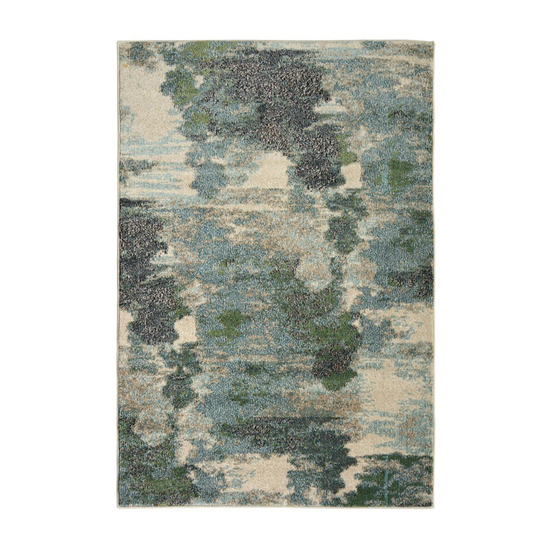 Dequandra Green Abstract Rug, Rectangle 120 x 170 cm
