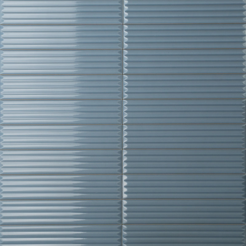 Carrelage mural de métro 3D cannelé Up 2 "x 10" Up Cannettato, Bleu