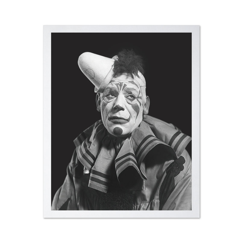 Clown effrayant, Affiche, H 12 po x l 16 po, Encadrement blanc
