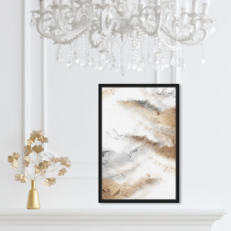 «Abstract Brianna Majestic Brush Strokes», reproduction d'art graphique sur toile, Cadre flottant noir, H 15 po x l 10 po