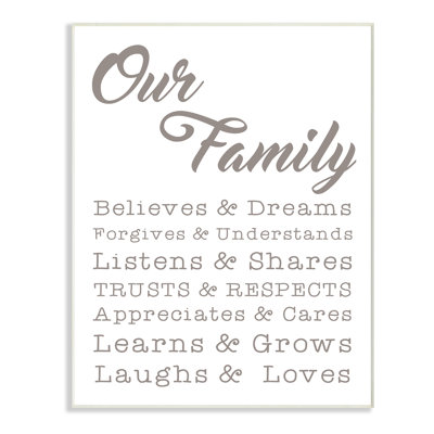 «Our Family Laughs and Loves» par Daphne Polselli, reproduction d'art textuel sur toile