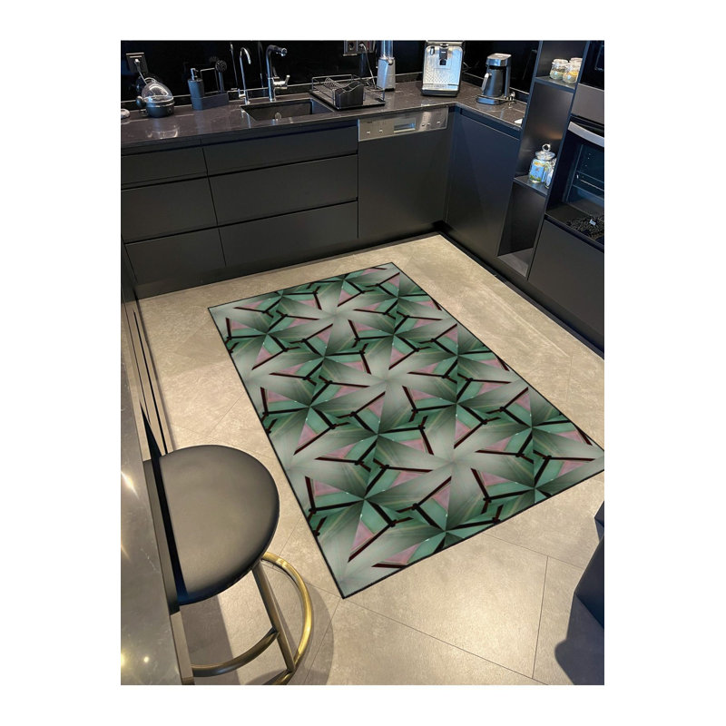 Tapis lavable triangulaire à motifs géométriques, Tapis de couloir 2 pi 6 po x 6 pi 7 po inclus