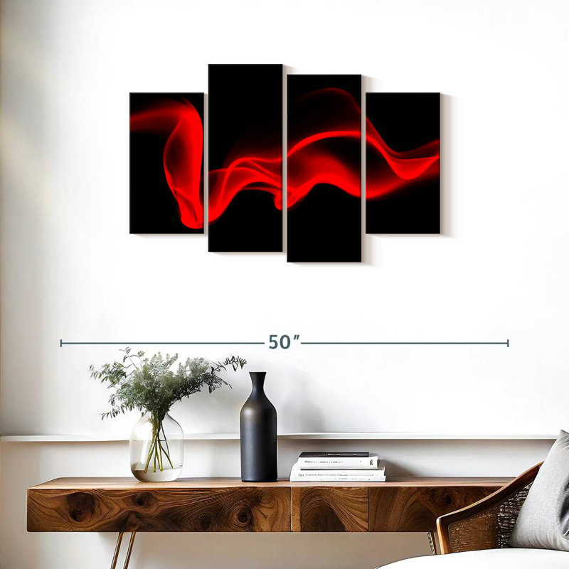 Abstrait numérique rouge Avery Wispy, H 22 po x l 36 po