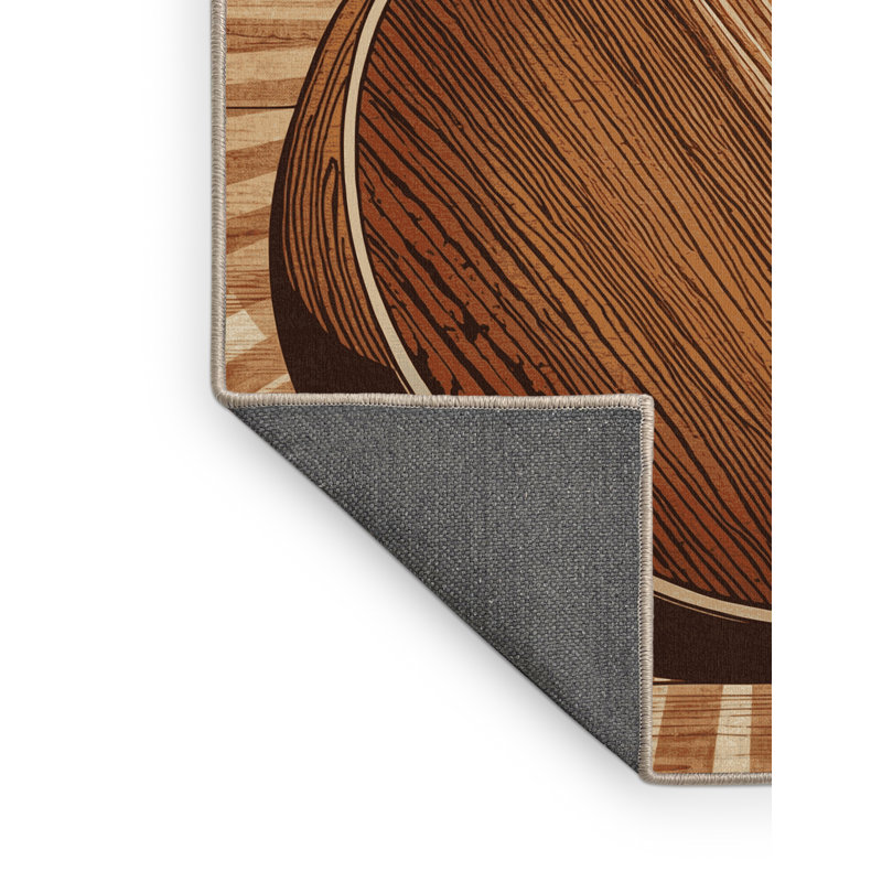 Tapis moelleux moelleux en bois de style rustique Banjo brun et beige, 6 x 9