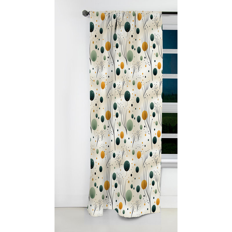 Organic Zen II - Rideau floral - Rideau floral occultant en velours - 1 panneau, L 52 po x L 108 po
