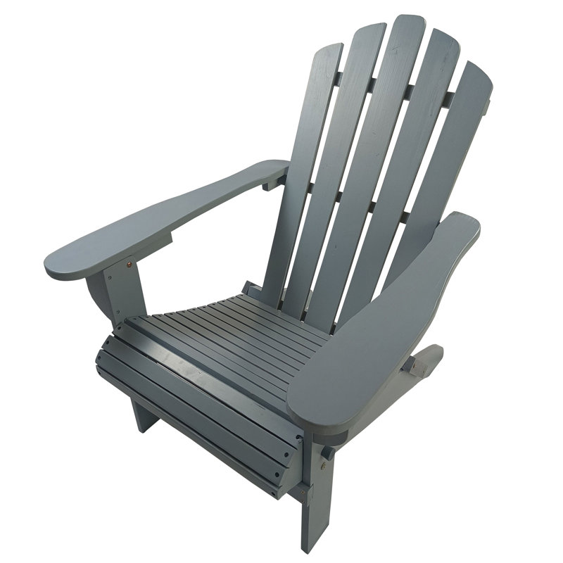 Grey Wood Chair - Foldable For Easy Handling, Comfortable Armrest And Seat, Solid Hardwood, Various Outdoor Indoor Locations Patio, Porch, Deck Garden