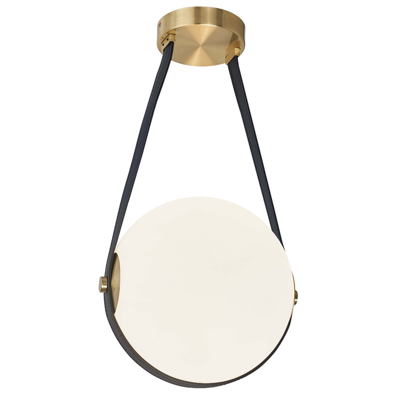Luminaire suspendu Persis - 12 W - Verre opale blanc, Laiton vieilli