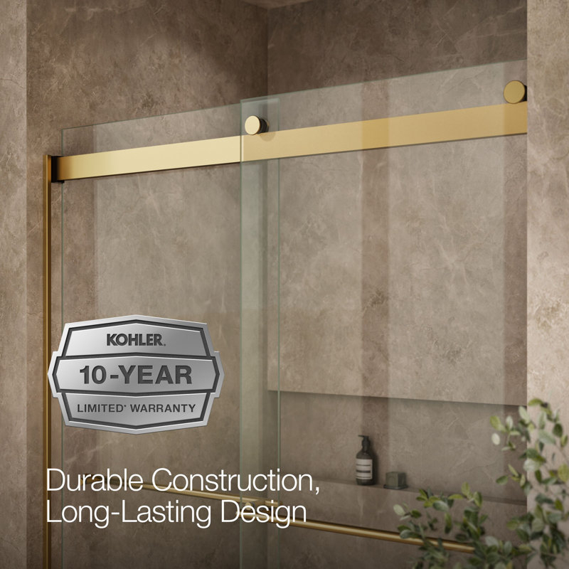 Levity Plus Less Sliding Shower Door, 77-9/16 In. H X 56-5/8 - 59-5/8 In. W, With 5/16 In.-Thick Crystal Clear Glass, Bronze