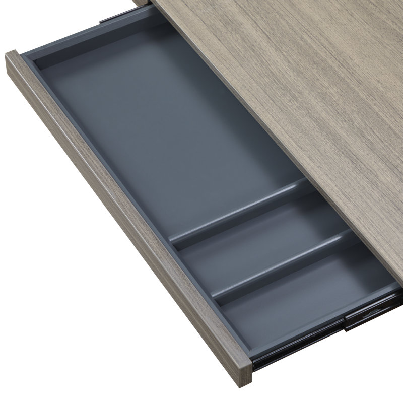 Gooitsen Height Adjustable Standing Desk, Gray Oak/Black, 48" 