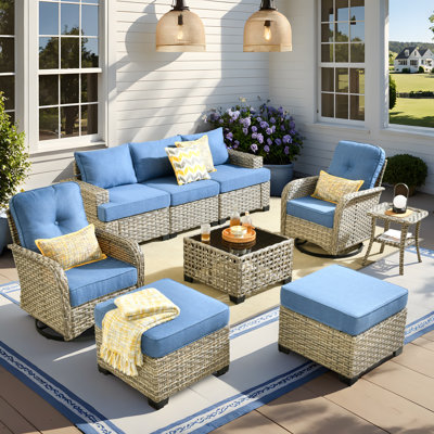 Ensemble de mobilier d'extérieur pour patio avec coussins Pe Wicker