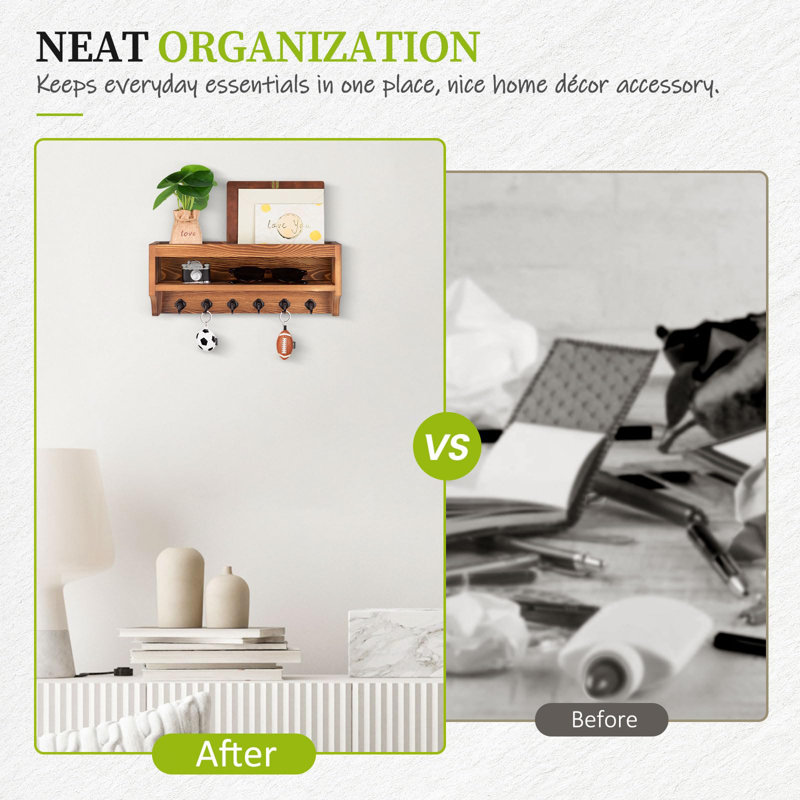 Wall 6 - Hook Coat Rack, Brown