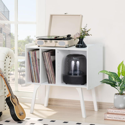 Support pour tourne-disque Mid-Century moderne avec rangement en vinyle