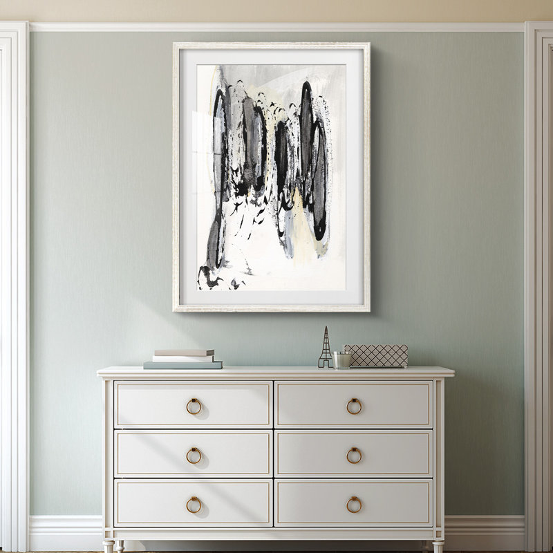 Grey Scribbles I -Framed Print, 28.5" H x 20.5" W, White