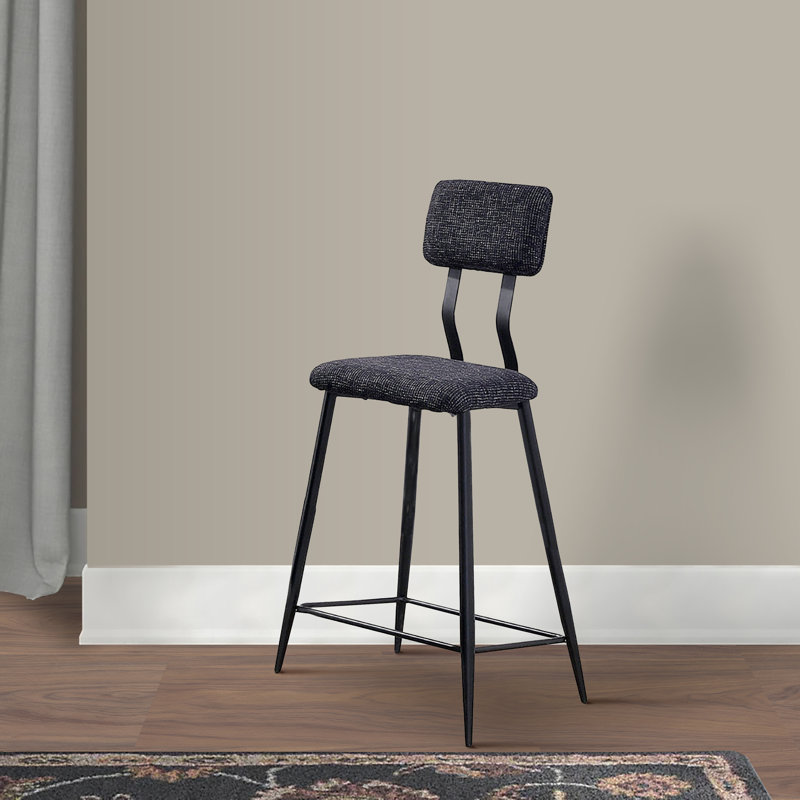 Chaise à hauteur de bar 30 po, siège rembourré, pieds en métal, noir