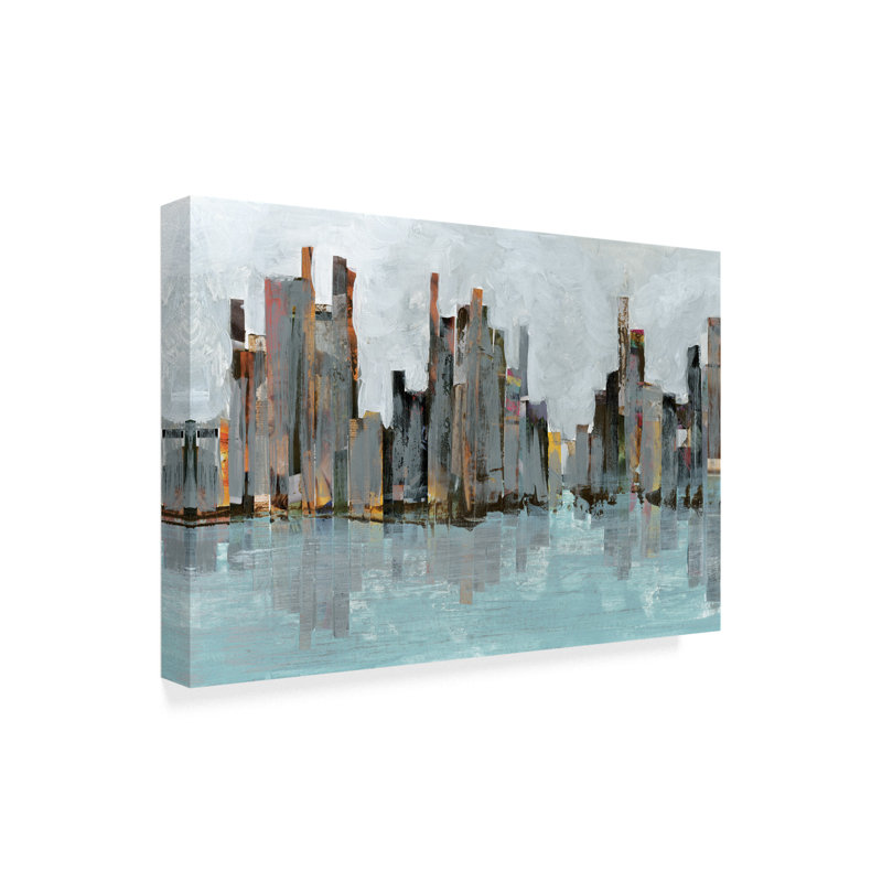 « second city i », reproduction de peinture à l’acrylique sur toile tendue, H 22 po x l 32 po x P 2 po
