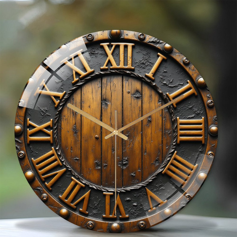 Horloge murale rétro en bois 12 po