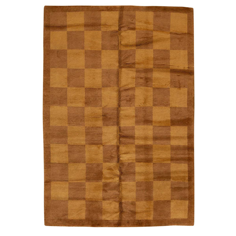 Handmade Wool Checkered Area Rug