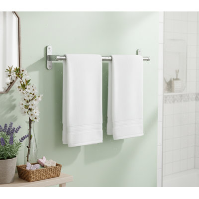 24" Rustproof Wall Mounted Towel Rack, Sturdy Towel Bar Space Saving Bathroom Storage Organizer