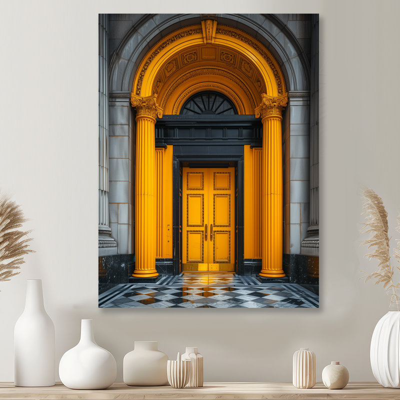 Jaune jaune gris majestueux Banks - Banks Wall Art, Métal métal, H 32 po x l 16 po x P 1 po