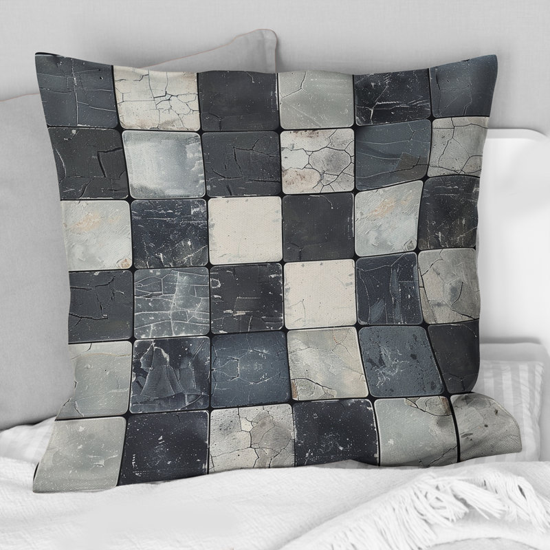Coussin Beige gris Mid-Century Mosaic I - Mid-Century, H 16 po x l 16 po