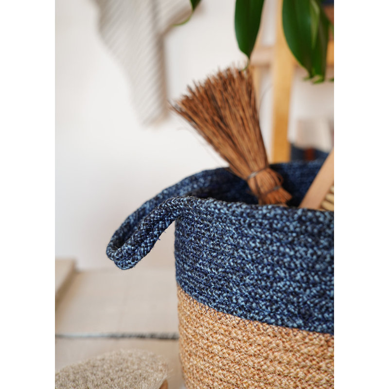 House Of Hampton Jute / Sisal Storage Basket, Blue/Beige