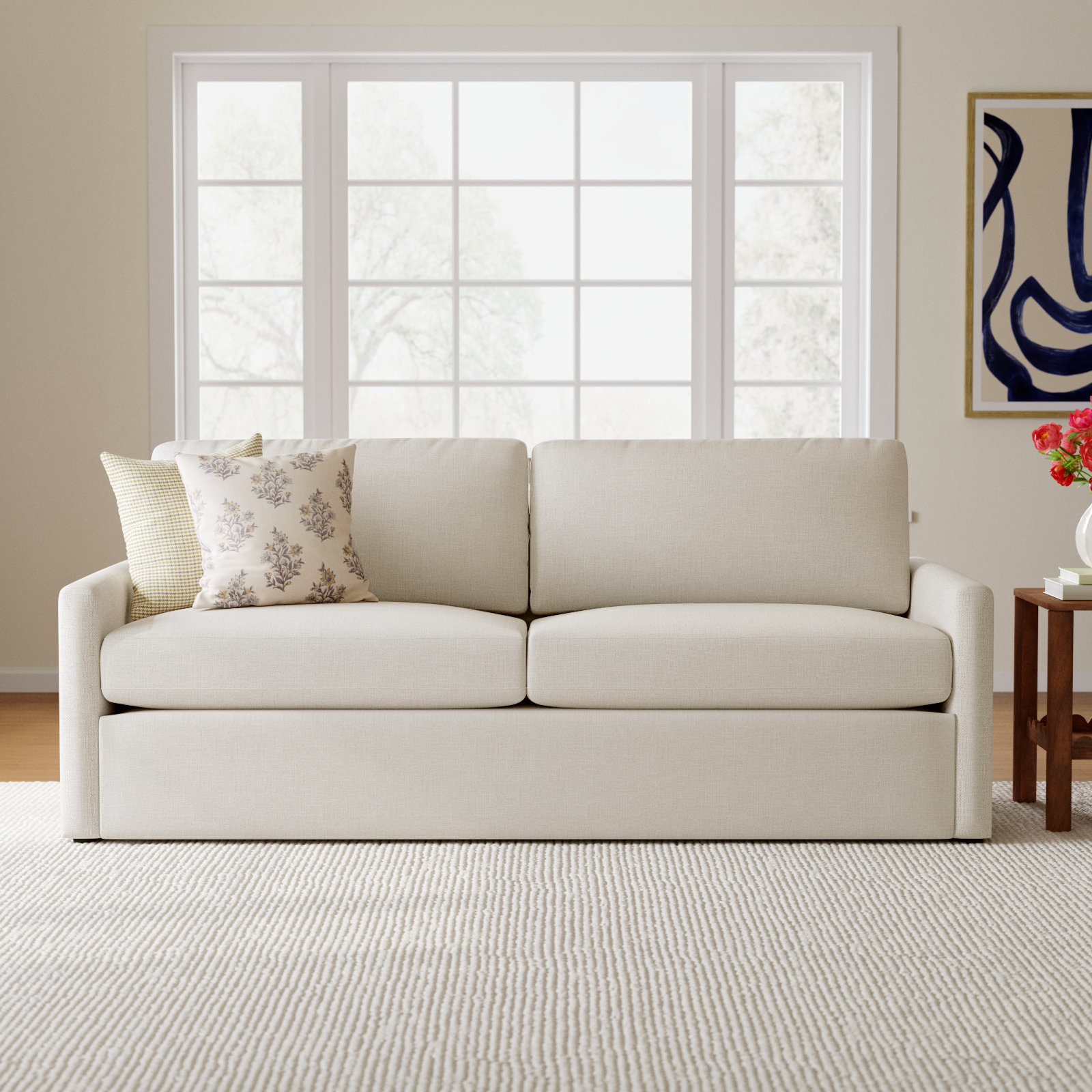 Savannah 85'' Upholstered Sofa, Nomad Snow Crypton® Chenille