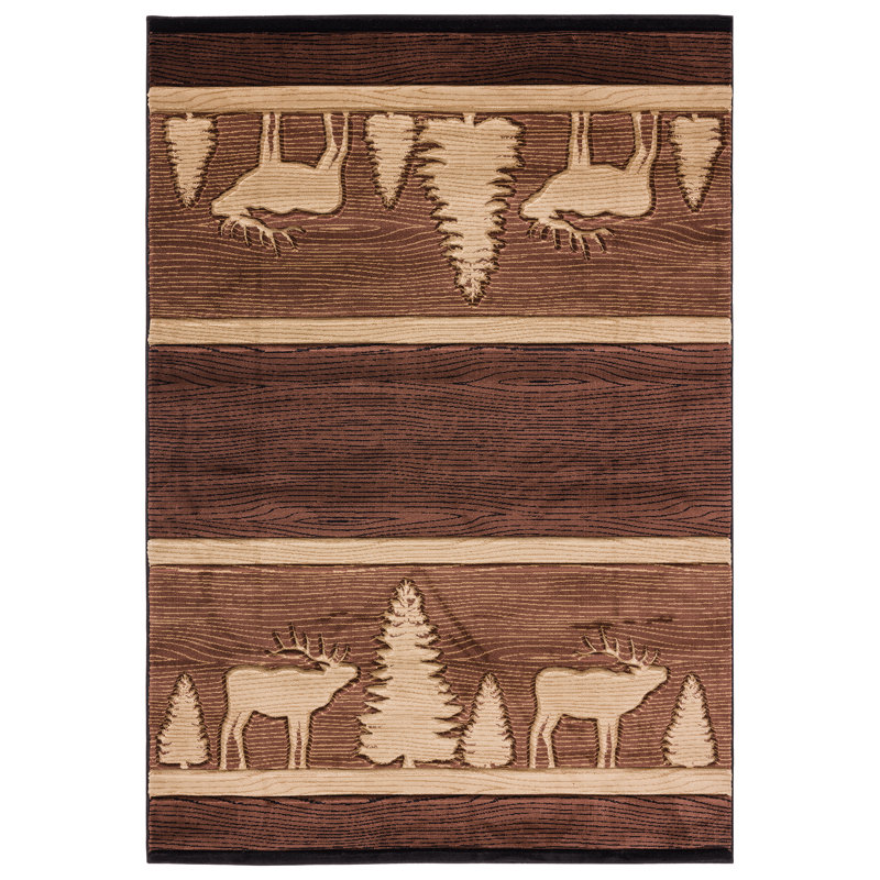 Tapis brun à imprimé animalier Escalante, Rectangle 7 pi 10 po x 10 pi 6 po