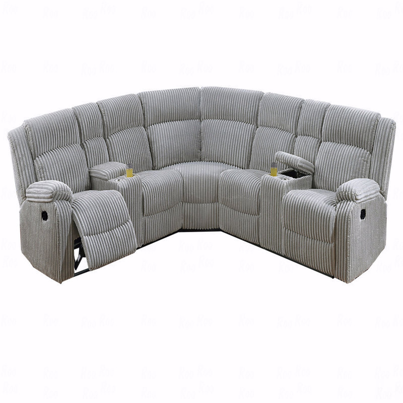 Power Motion Recliner Sectional In Fur-Like, Gray