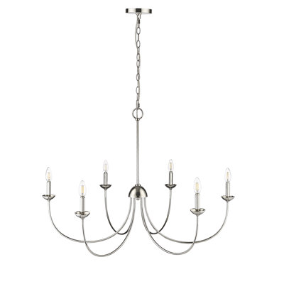 6 Light 29 In. Polished Nickel Chandelier