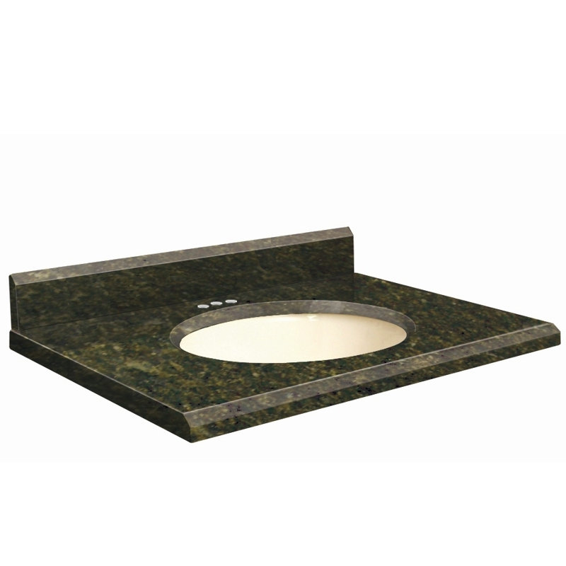 Madison 37'' Granite Single Bathroom Vanity Top with Sink, 4" Centerset, White, Uba Verde