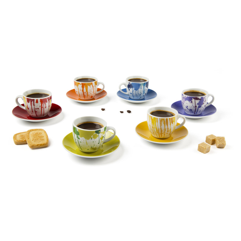 Dripping pack of 6 pieces of coffee cups w/saucers