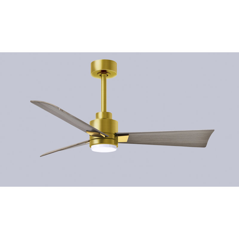 Ventilateur de plafond Alessandra, Laiton brossé, 42", Ton bois de frêne gris