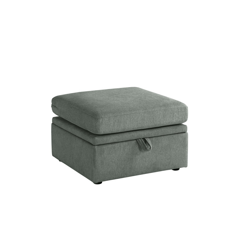Fabric Ottoman, Sage Green Velvet