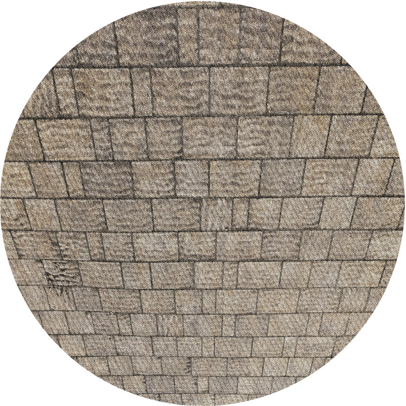 Tapis gris tissé à la machine, Rond 4 pi
