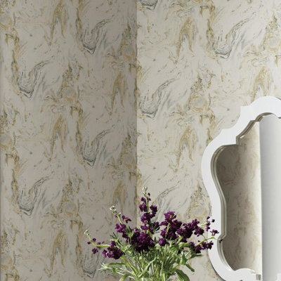 Rouleau de papier peint à base d'huile et de marbre naturels L 33 pi x l 21 po Antonina Vella