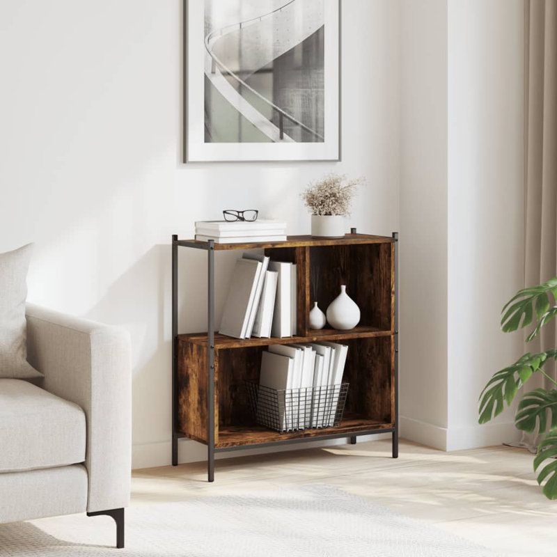 77.5cm H x 72cm W Steel Standard Bookcase, Smoked Oak