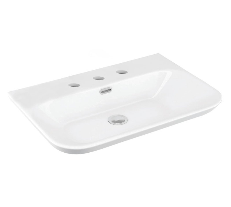 Edge 26.3'' L Bathroom Sink, Three Holes