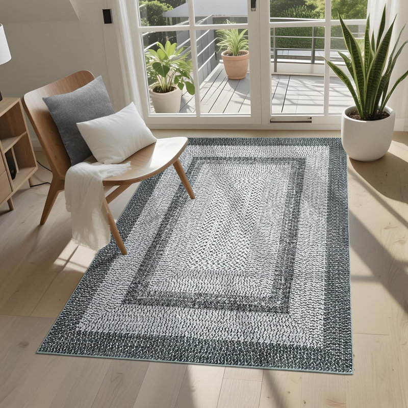 Tapis lavable à la machine Farmhouse, Rectangle 10 pi x 13 pi, Gris