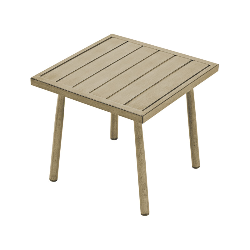 Mariene Rectangular Metal Outdoor Side Table , 18'' in. W 20'' in. D, Beige