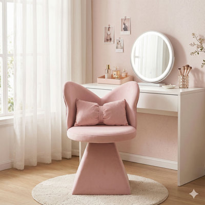 Fauteuil de coiffeuse avec dossier papillon, chaises d'appoint pivotantes, tabouret de maquillage pour coiffeuse de chambre à coucher, convient au salon, à la salle à manger, au bureau et aux espaces de loisirs