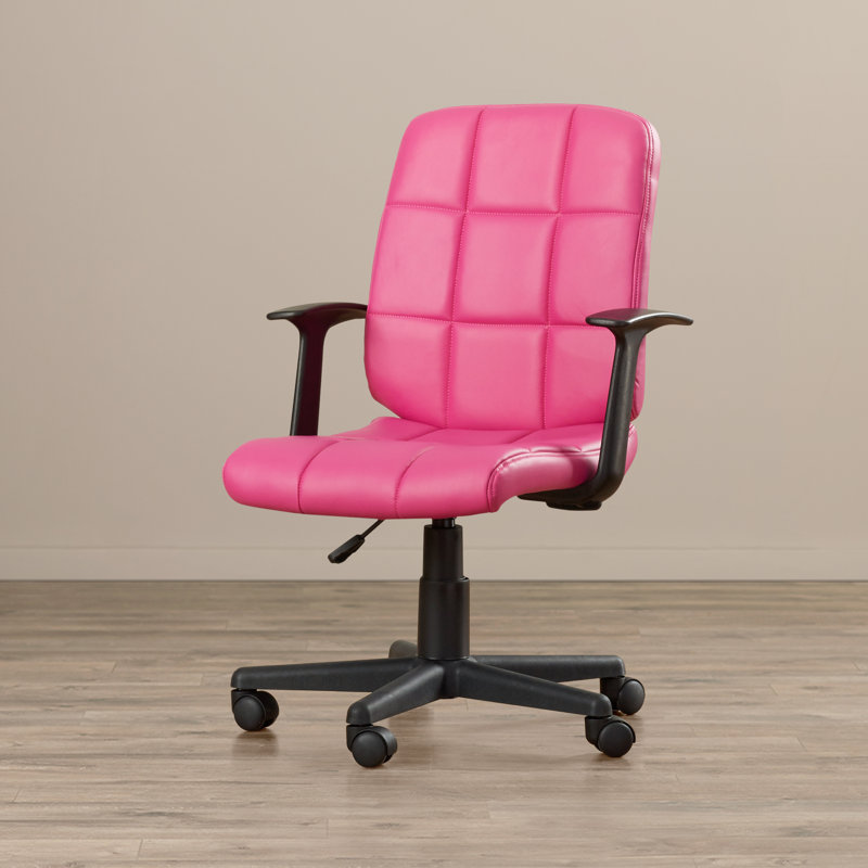 Mid-Back Quilted Vinyl Swivel Task Office Chair, No Arms, Pink