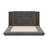 Floor Upholstered Platform Bed With Extended Wood Headboard & Bedside Shelf