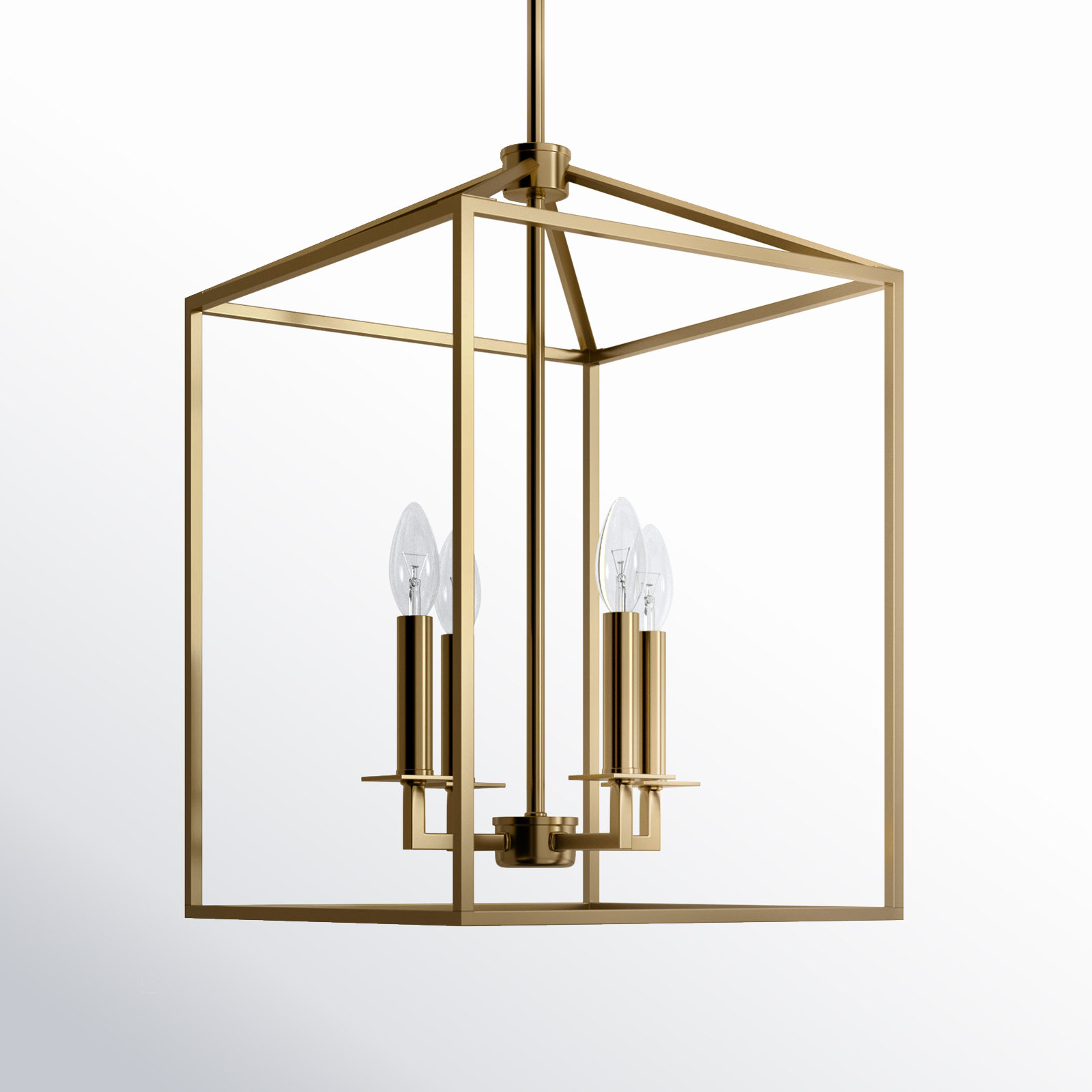 Ellis 4 - Light Dimmable Lantern Chandelier, 23.25" H x 15.5" W x 15.5" D, Satin Brass, No