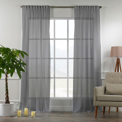 Extra Wide & Extra Long Faux Silk Crep Chifon Sheer Curtain Panels