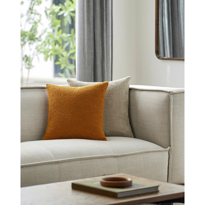 Yellow 18" x 18" Polyester Boucle Throw Pillow