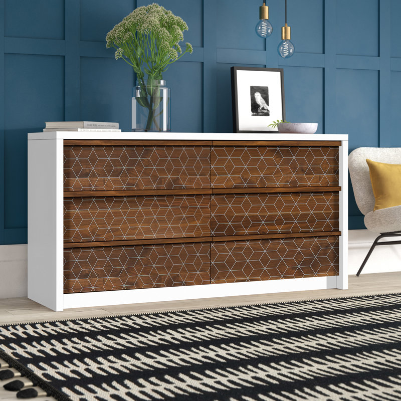Holtzlander 60.71" W 6-Drawer Manufactured Wood Dresser, Soft White