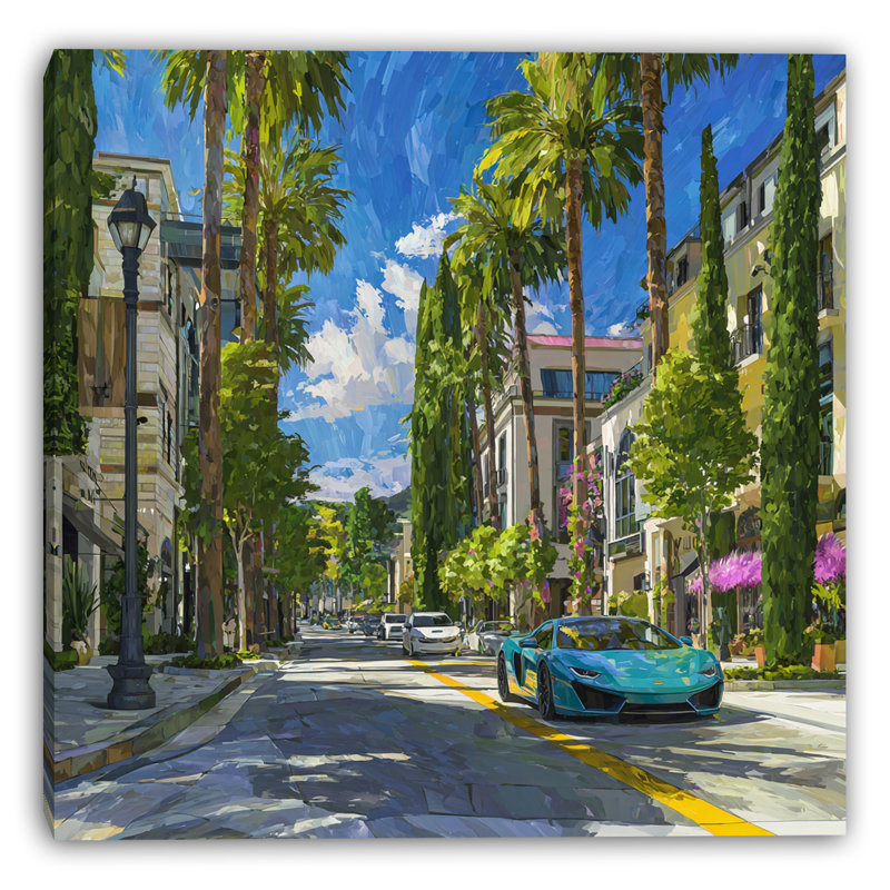 «Palm Boulevard Drive», art mural sur toile tendue